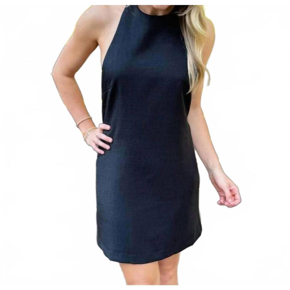 NEW GLAM halter back-bow dress in black